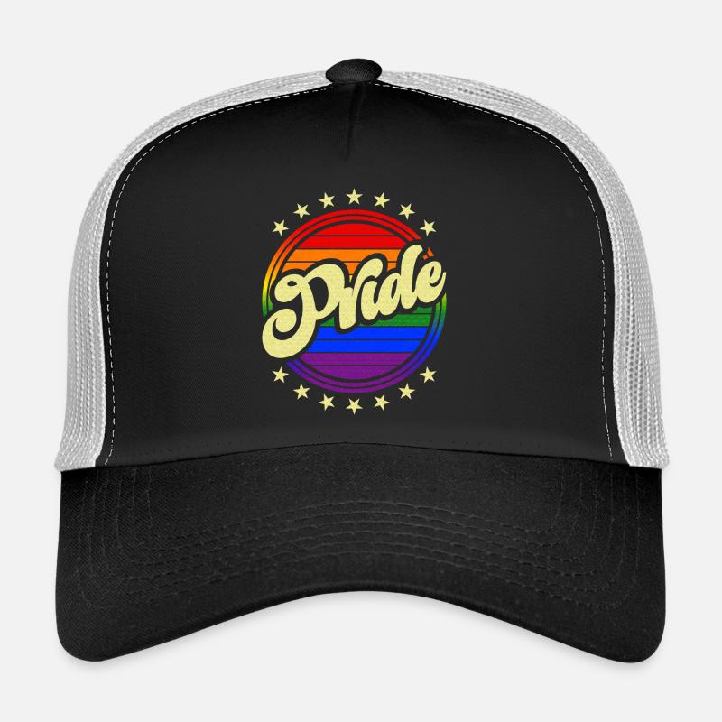 Pride Design Vintage LGBT Regenbogen Kreis & Sterne Trucker Cap