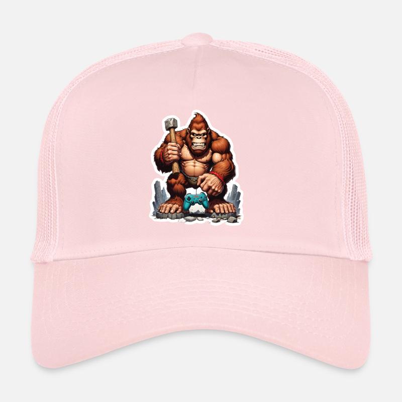 Retro Gamer Gorilla with Controller Console Games Trucker Cap