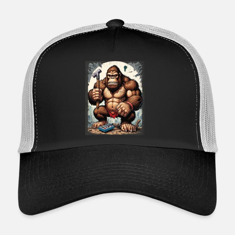 Retro Gamer Gorilla with Controller Console Games Trucker Cap