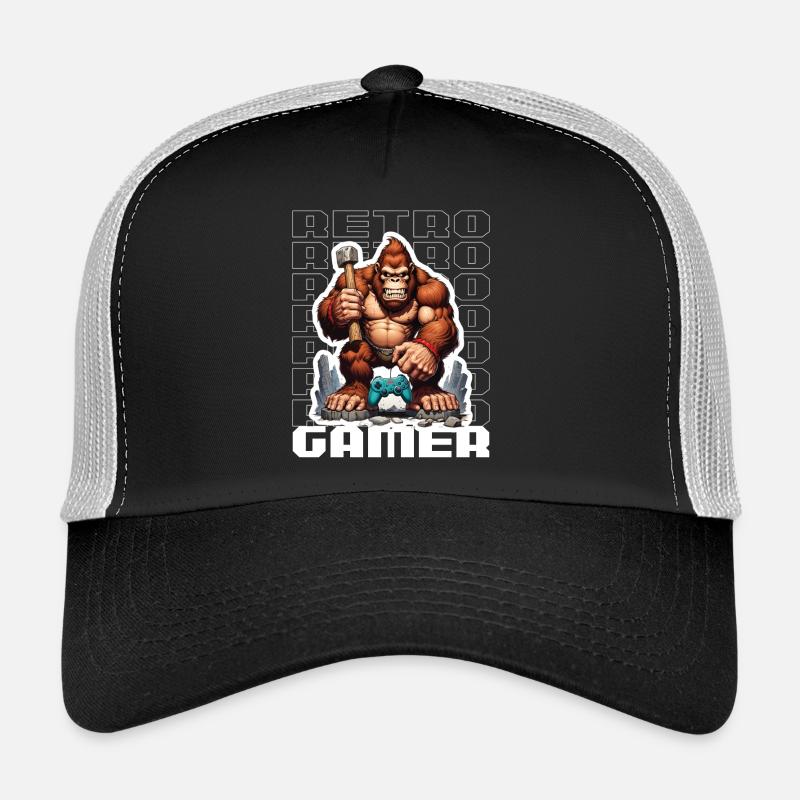 Retro Gamer Gorilla avec manette Jeux de console Casquette trucker 