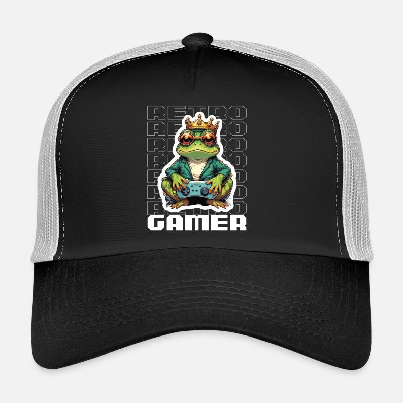 Retro Gamer Frosch mit Controller Konsolenspiele Trucker Cap