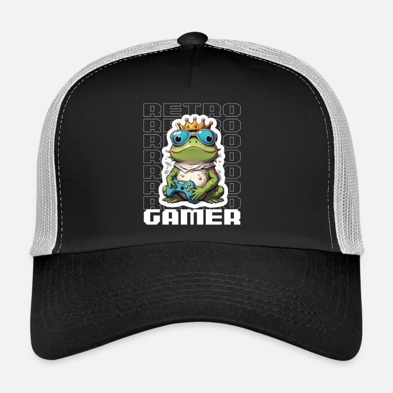 Retro Gamer Frosch mit Controller Konsolenspiele Trucker Cap