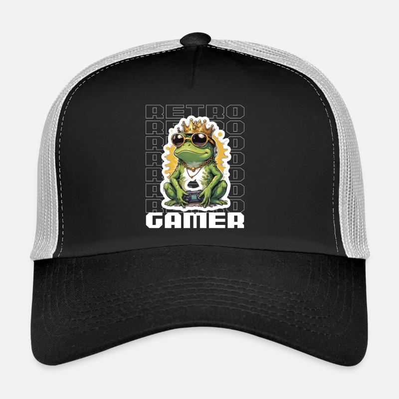 Retro Gamer Frosch mit Controller Konsolenspiele Trucker Cap