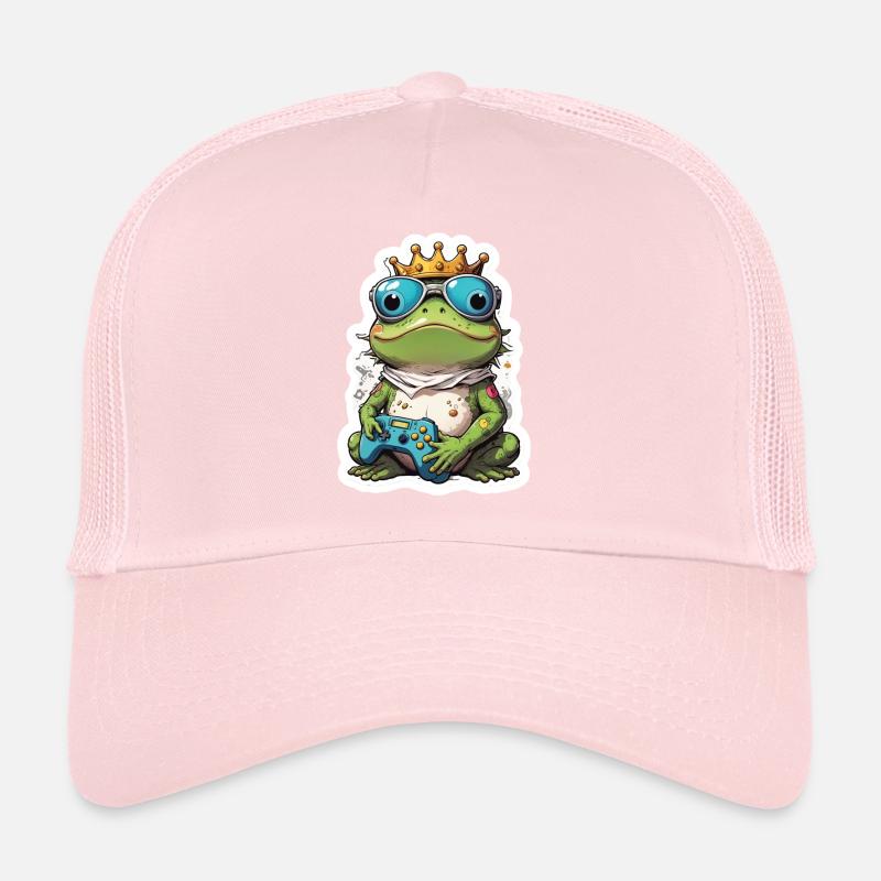 Retro Gamer Frog with Controller Console Games Trucker Cap