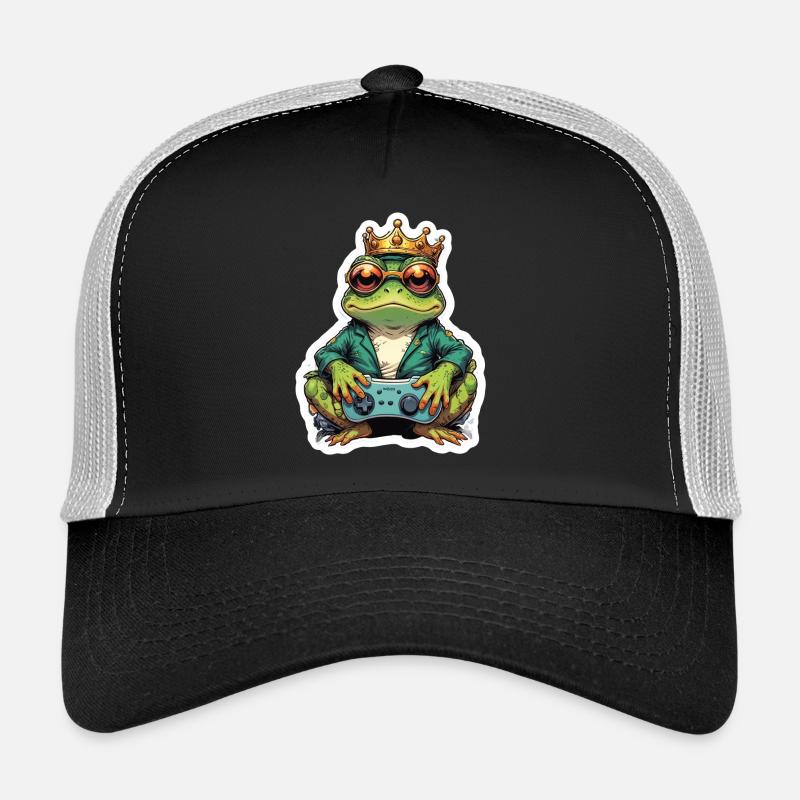 Retro Gamer Frosch mit Controller Konsolenspiele Trucker Cap
