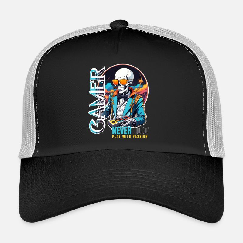 Retro Gamer Skelett mit Controller Konsolenspiele Trucker Cap