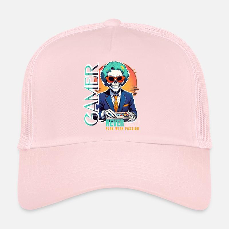 Retro Gamer Skelett mit Controller Konsolenspiele Trucker Cap