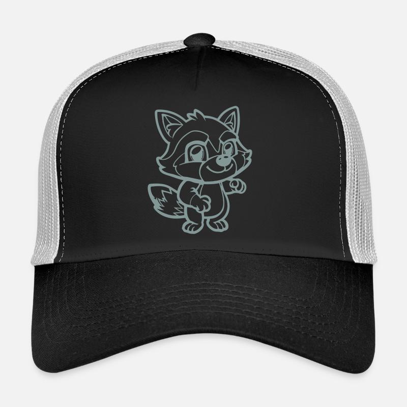 waschbär comic - Trucker Cap - Schwarz/Steingrau
