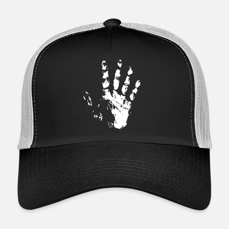 left hand imprint chalk icon icon illustration Trucker Cap