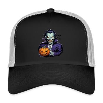 Halloween - Vampire Bloodsucker Horror with Pumpkin - Trucker Cap - black/stone grey - Front