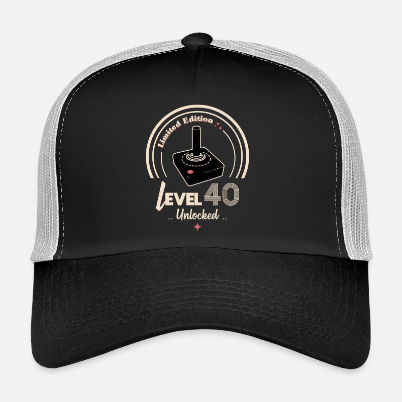 Design Gaming Level 40 freigeschaltet - Trucker Cap - Schwarz/Steingrau