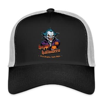 Vampire d’Halloween avec des citrouilles - Casquette trucker  - noir/gris pierre - Devant