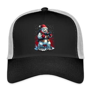 Evil Christmas Gamer Snowman Merry Xmas - Trucker Cap - black/stone grey - Front