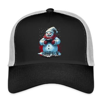 Evil Christmas Gamer Snowman Merry Xmas - Trucker Cap - black/stone grey - Front