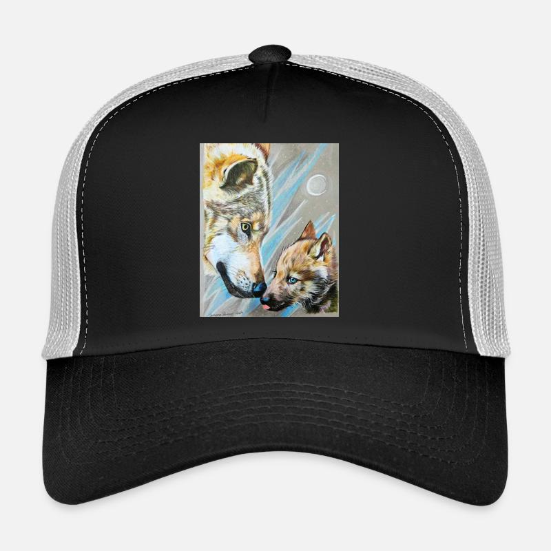 Wolfmama und Wolfjunges - Trucker Cap - Schwarz/Steingrau