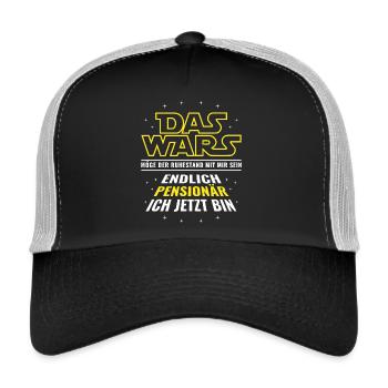 Pension Das wars - Endlich Pensionär ich jetzt bin - Trucker Cap - Schwarz/Steingrau - Vorne
