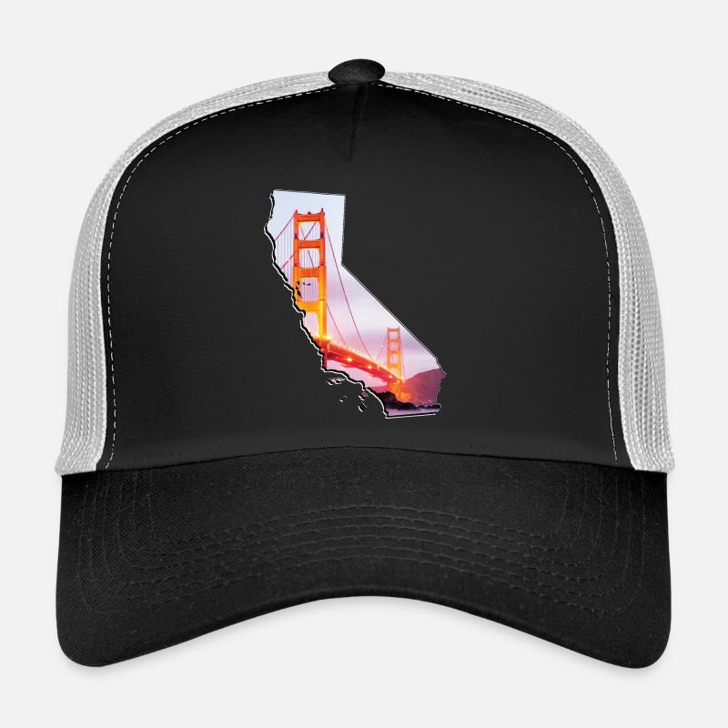 Golden Gate Bridge on the California map Trucker Cap