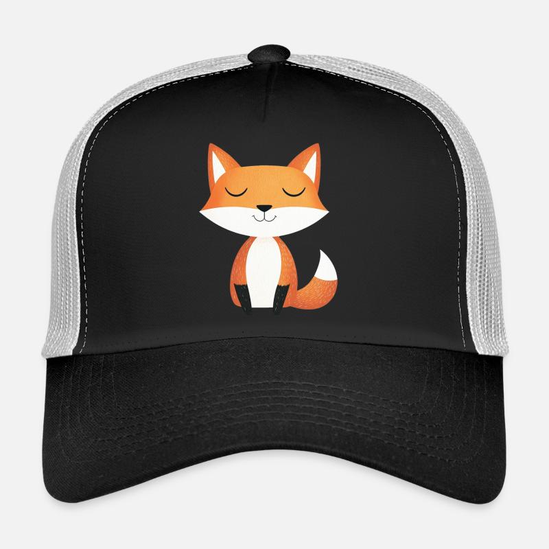 Mignon renard heureux détendu dans le style de dessin animé Casquette trucker 