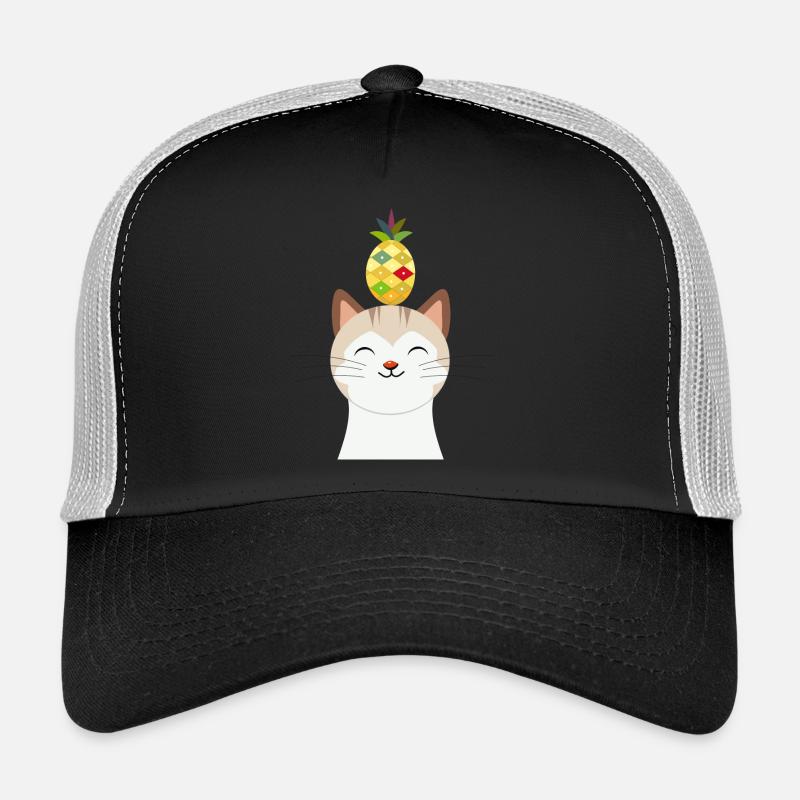 Fröhliche Katze mit Ananas – Tropisches Tierdesign Trucker Cap