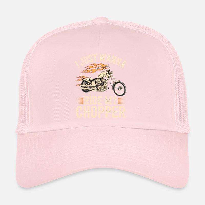 Flaming Chopper Motorcycle Trucker Cap