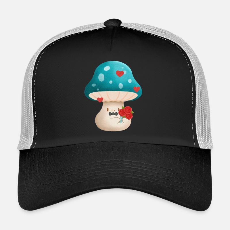 Mignon champignon de la Saint-Valentin avec des fleurs Casquette trucker 