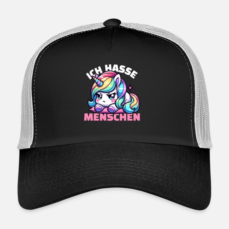 Grumpy unicorn is annoyed by people - Trucker Cap - black/stone grey