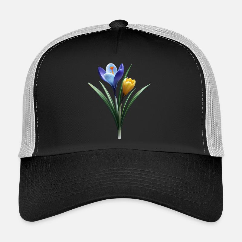 Bleu Jaune Crocus Fleur Printemps Fleur Floral Casquette trucker 