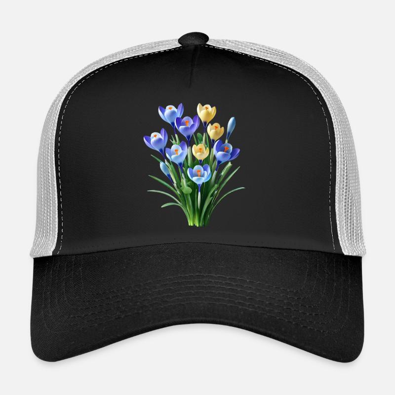 blue yellow crocus blossoms spring flower floral Trucker Cap