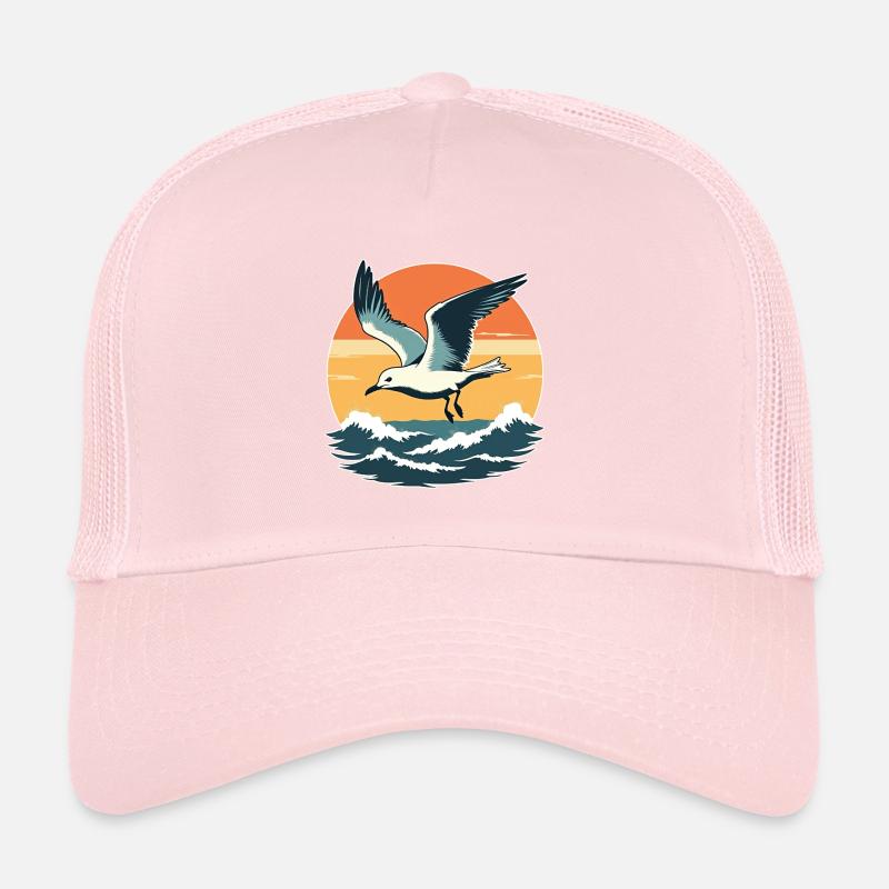 Mouette au coucher du soleil Casquette trucker 