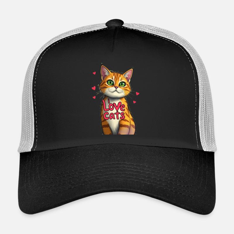 I love cats pic - Trucker Cap - Schwarz/Steingrau