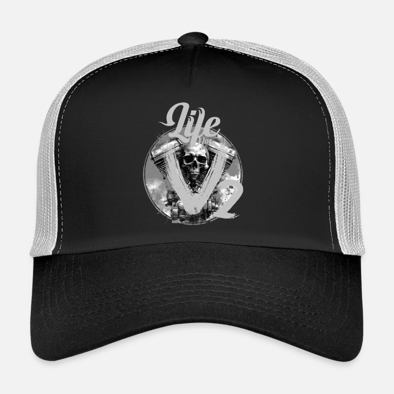 V-Twin Motorcycle Skull Design Trucker Cap