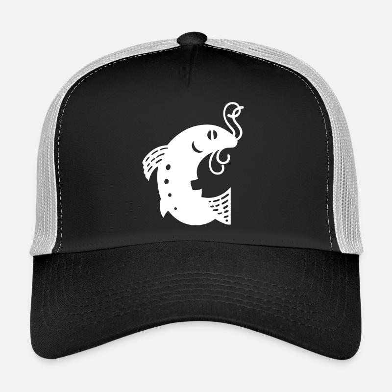 Fish on the hook white Vectorgraphic Trucker Cap