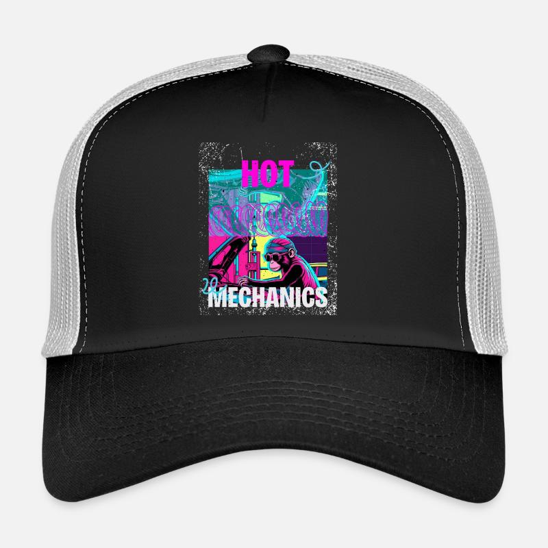Hot Mechanics – Conception de garage Neon Monkey Casquette trucker 