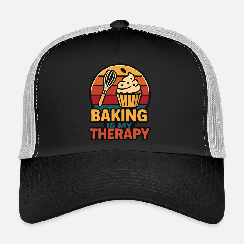 Gebäck – Retro Gebäck Design - Trucker Cap - Schwarz/Steingrau