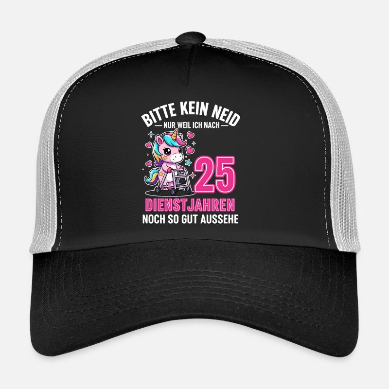 25 Jahre Dienstjubiläum – Bitte Kein Neid Einhorn - Trucker Cap - Schwarz/Steingrau