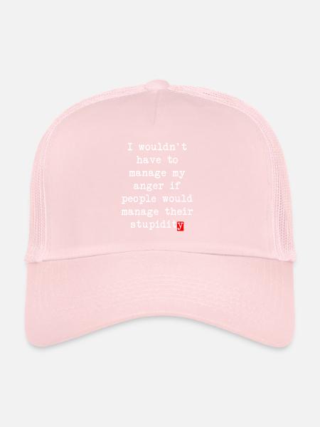 Gestion de la colère – Déclaration humoristique - Casquette trucker  - rose pâle - Devant