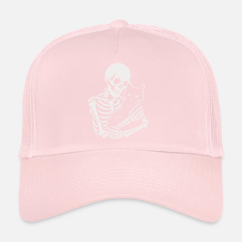 Squelette caressant chat noir Casquette trucker 