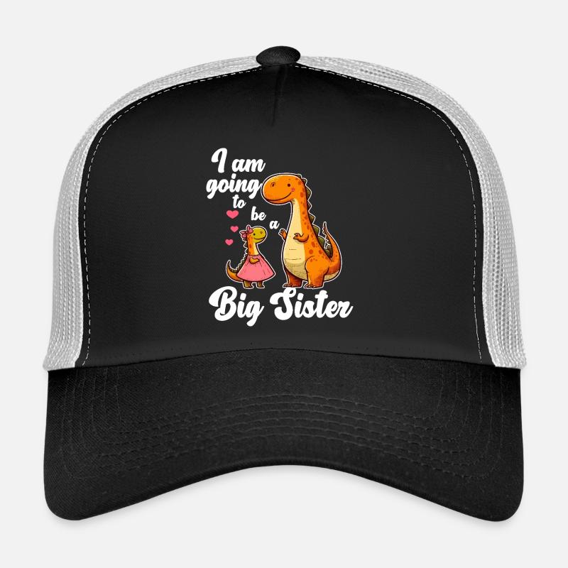 Werde eine große Schwester Dino - Trucker Cap - Schwarz/Steingrau