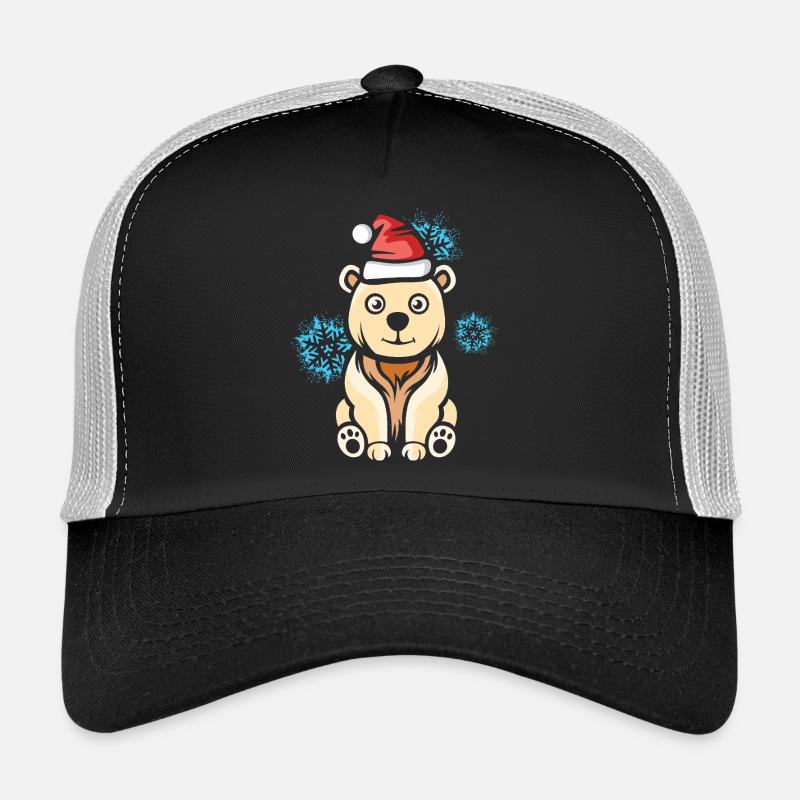Weihnachts Eisbär mit Schneeflocken - Trucker Cap - Schwarz/Steingrau
