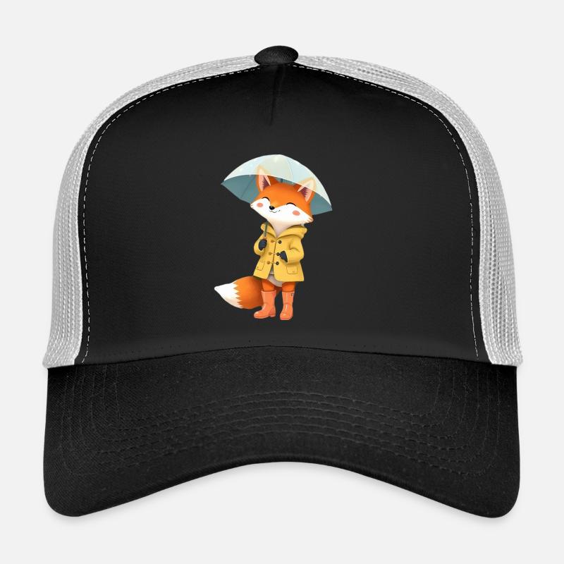 Fox Raincoat Umbrella Trucker Cap