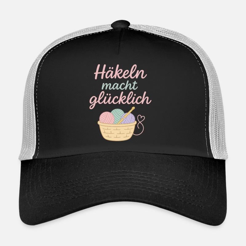 Häkeln macht glücklich - Trucker Cap - Schwarz/Steingrau