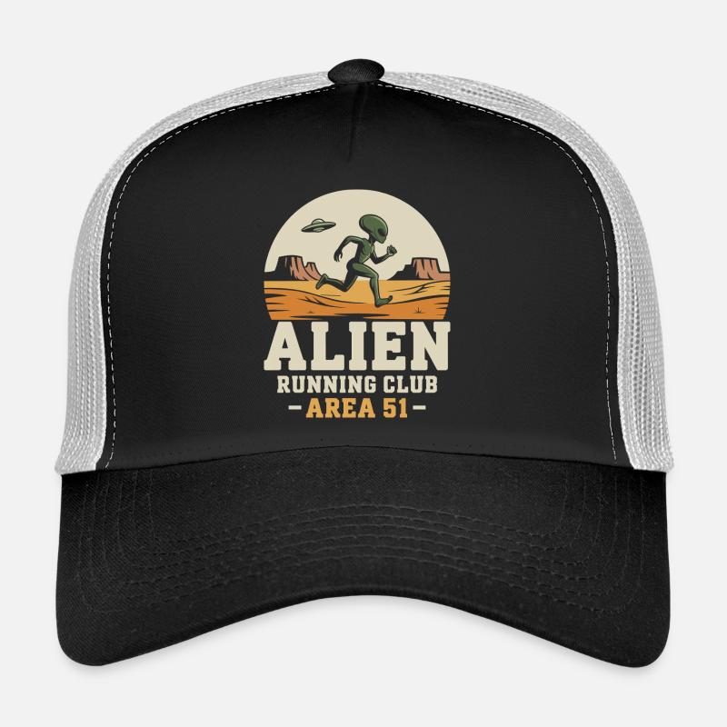 Funny Area 51 Alien UFO Running Runner Trucker Cap