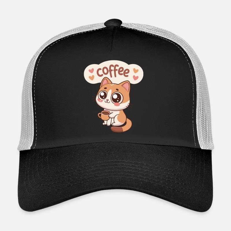 Chat Café Kawaii Doux Casquette trucker 