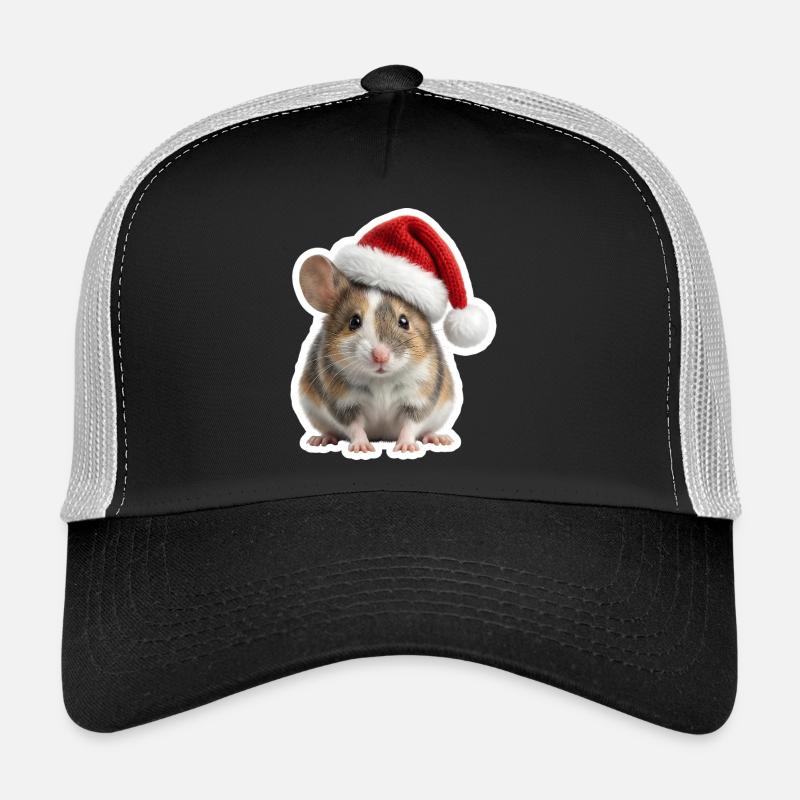 Cute mouse with big Christmas hat Trucker Cap