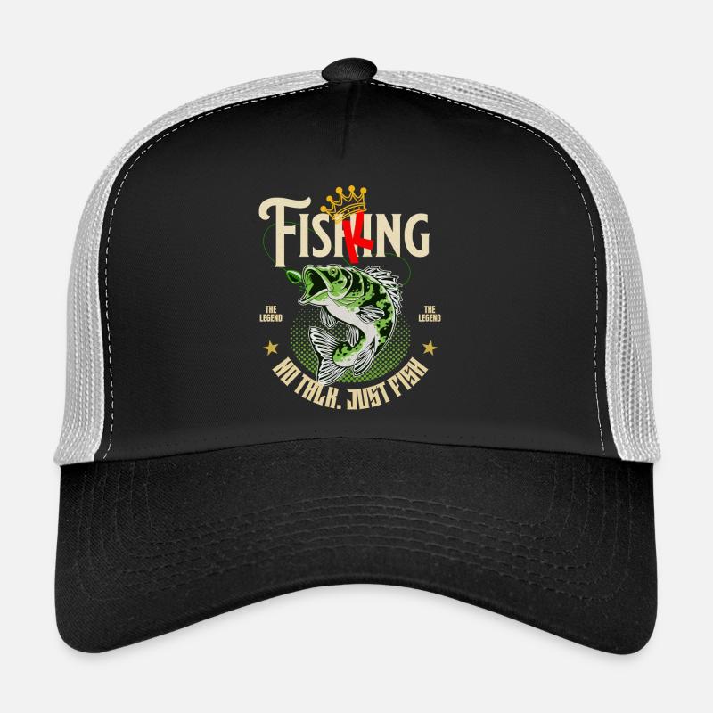 Fish King Angler Design - Trucker Cap - Schwarz/Steingrau