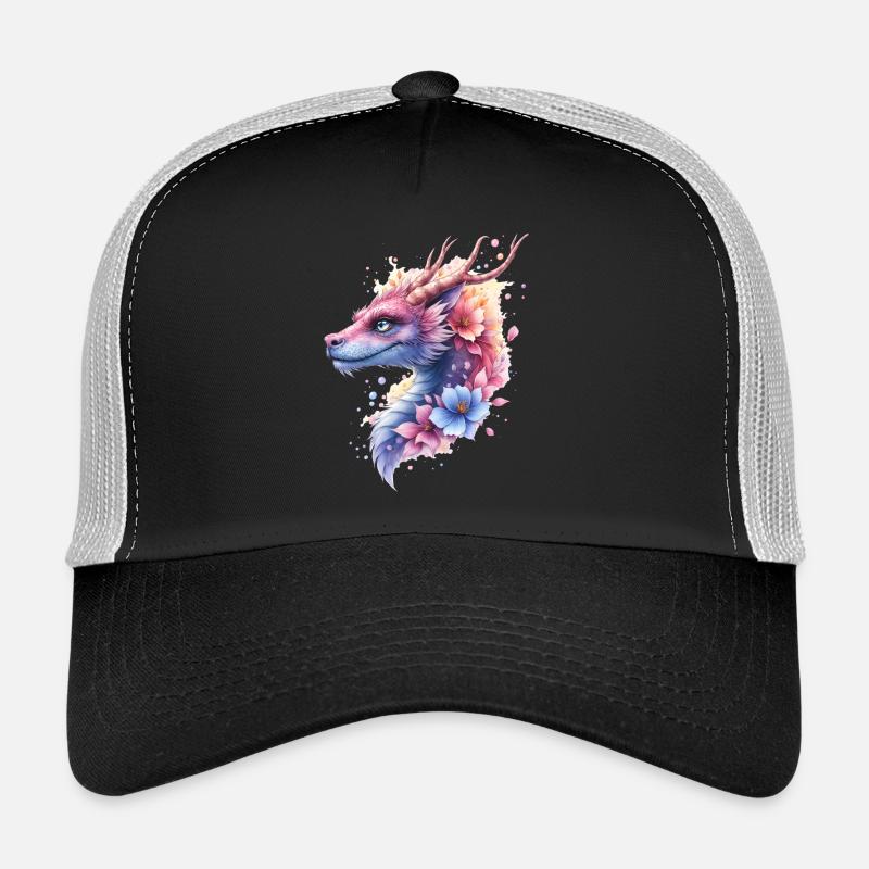 Dragon Fleur Bleu Casquette trucker 