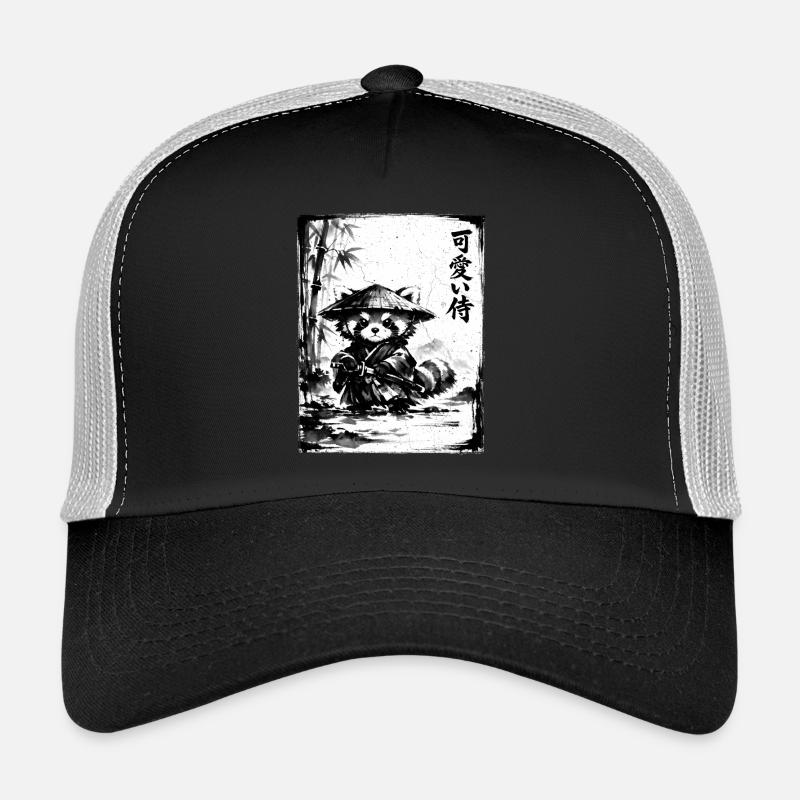 Samurai Red Panda Sumi-e Ink Drawing Trucker Cap