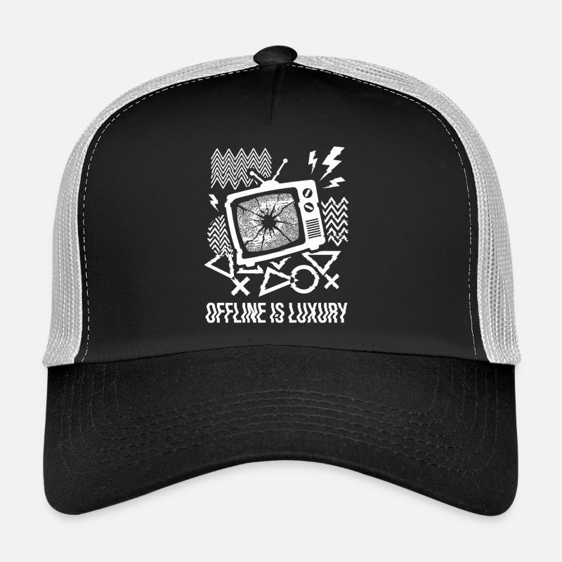 Offline Is Luxury Glitch TV Trucker Cap