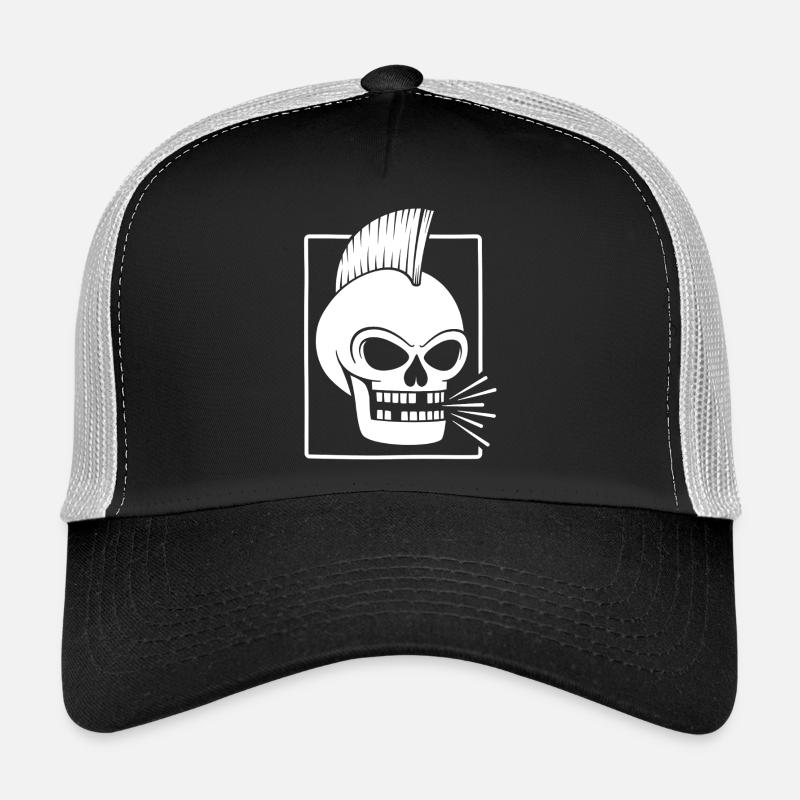 Punk Rock Skull With Mohawk Trucker Cap