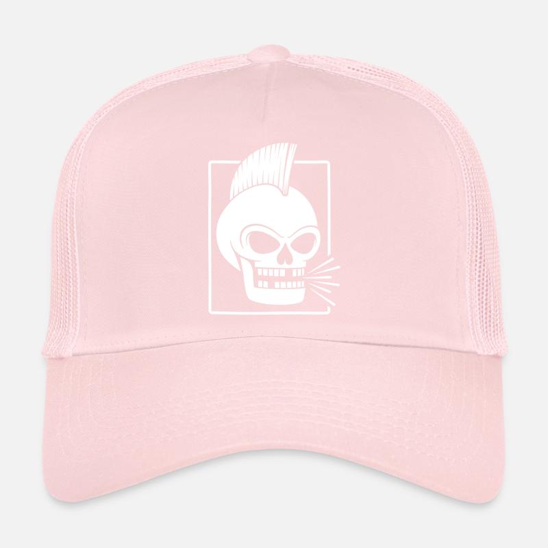 Punk Rock Skull With Mohawk Trucker Cap